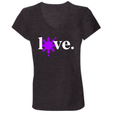 Love with Purple Sun and Stars Ladies' Jersey V-Neck T-Shirt